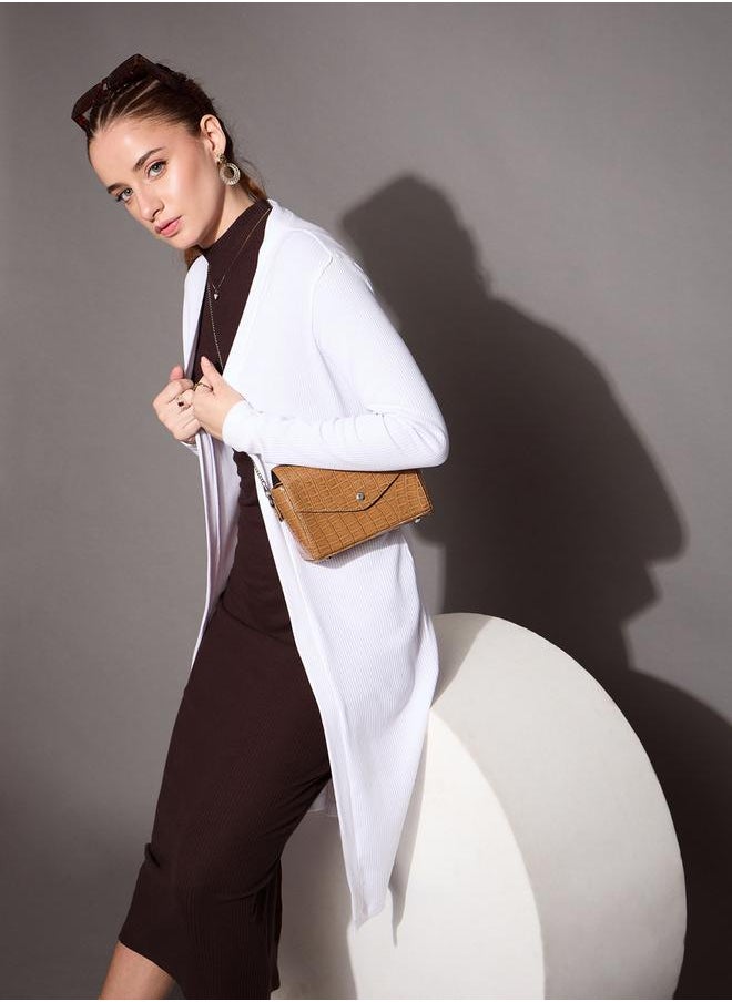 SASSAFRAS - Ribbed Front Open Shrug by Styli - Image 1