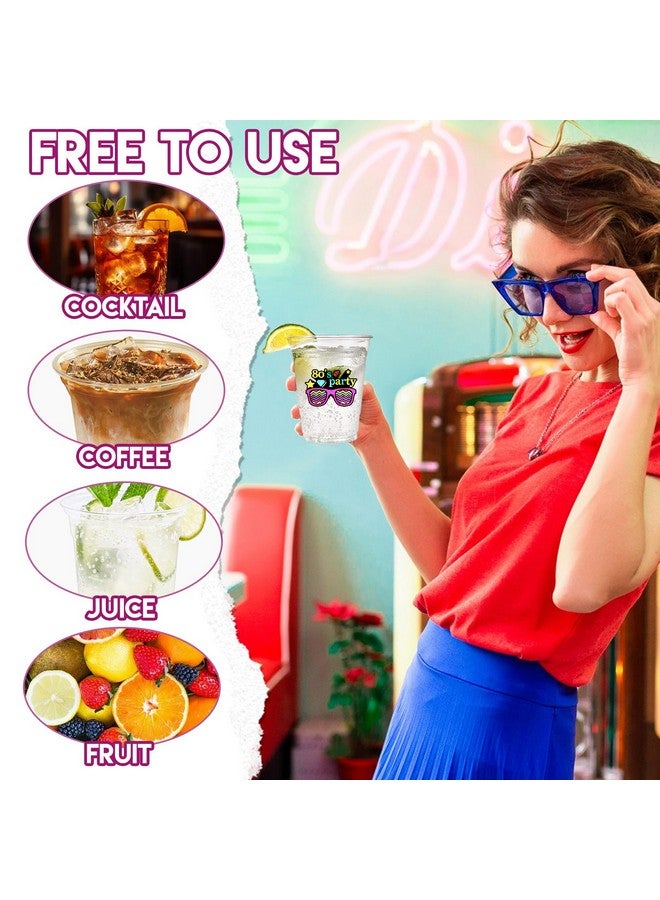 ZCPTZ 100 Pcs 80'S Party Plastic Cups 12 Oz Back To The 80S Disposable Clear Cups Disco 80S Party Supplies Cups For Retro 80S Party Decorations 80S Theme Party Decorations Cups - Image 4