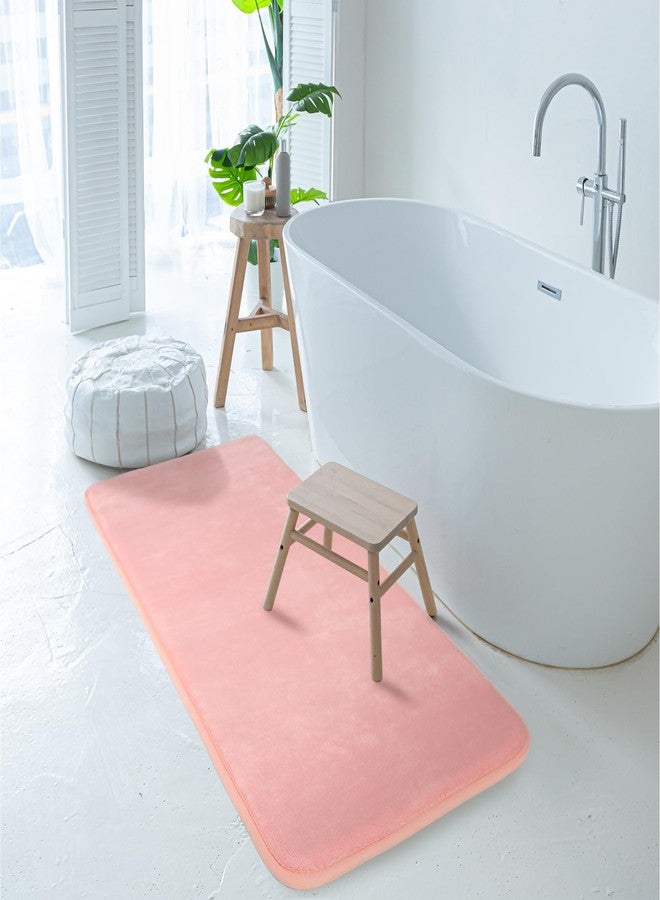 PAGGED Pink Bathroom Rug Set of 2 Memory Foam Bath Mat Runner Set Non Slip Washable Floor Mats Soft Absorbent Plush Microfiber Shower Tub Bathrug Blsh - Image 5
