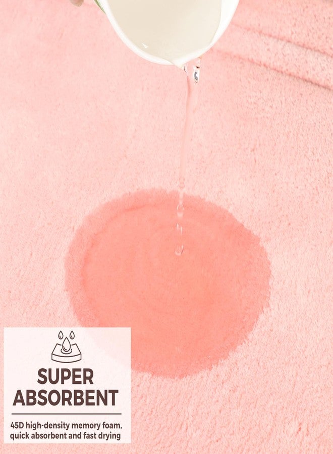 PAGGED Pink Bathroom Rug Set of 2 Memory Foam Bath Mat Runner Set Non Slip Washable Floor Mats Soft Absorbent Plush Microfiber Shower Tub Bathrug Blsh - Image 3
