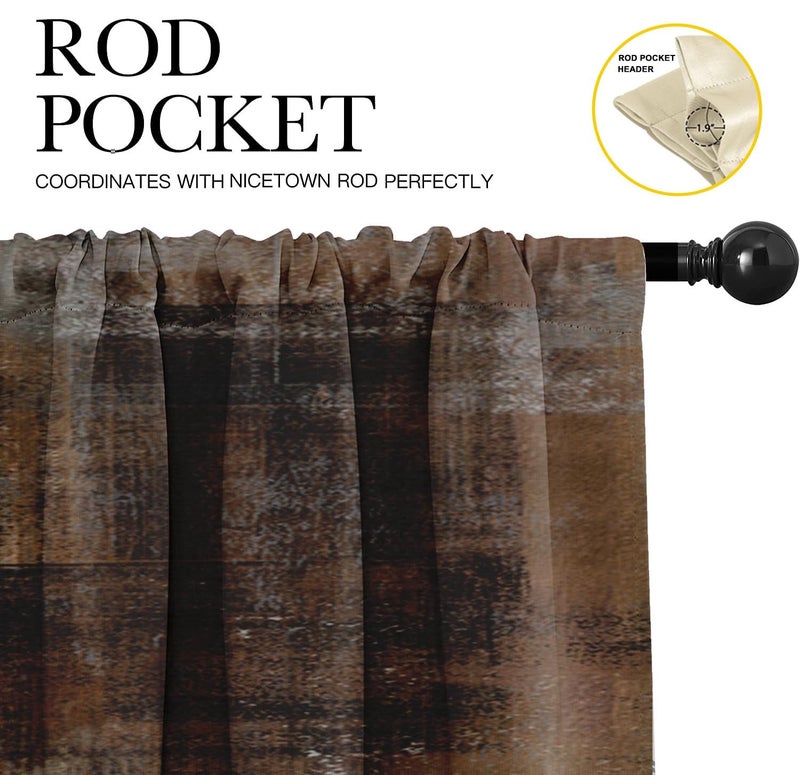 Emvency 4 Pack Valances Window Treatments, Abstract Dark Brown Art Painting Blackout Adjustable for Living Room Bathroom Bedroom Kitchen Over Sink, 52x18 Inch Rod Pocket Valances - Image 3