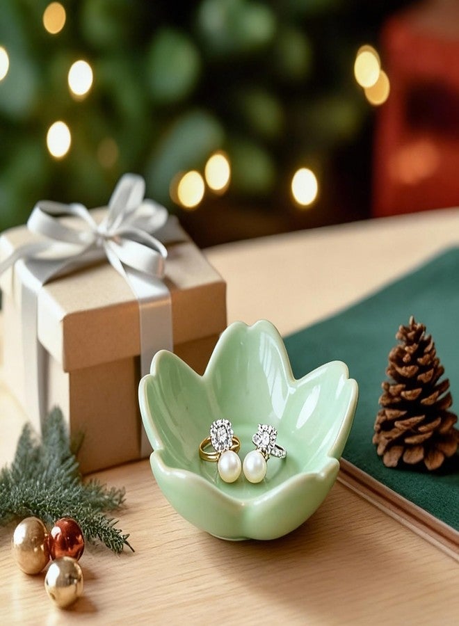 Samchilderlan Sage Green Flower Ring Dish Ceramic Jewelry Tray, Small Trinket Dish Ring Bowl Jewelry Holder Organizer for Vanity/Bathroom/Nightstand, Birthday/Xmas/Engagement Gift for Women/Best Friends/Bride - Image 5