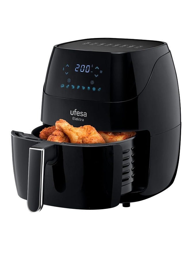 Ufesa قلاية هوائية خالية من الزيت إليكترا، 5 لتر، تحكم لمسي رقمي، 8 برامج، 1500 واط، تطبيق مع صندوق وصفات، درجة حرارة ووقت قابلين للتعديل، صينية ومقلاة غير لاصقة - Image 3