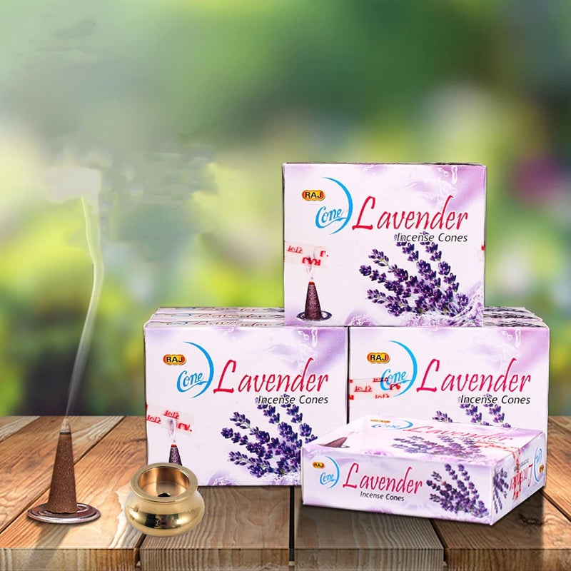 sheful البخور, Lavender Incense Cones 40 Pack, Incense Stickes with Mini Copper Incense Holder, Long Lasting Aromatherapy for Positivity & Pure Air Stress Relief, Air Purifier & Clean, Fragrance Gift - Image 1