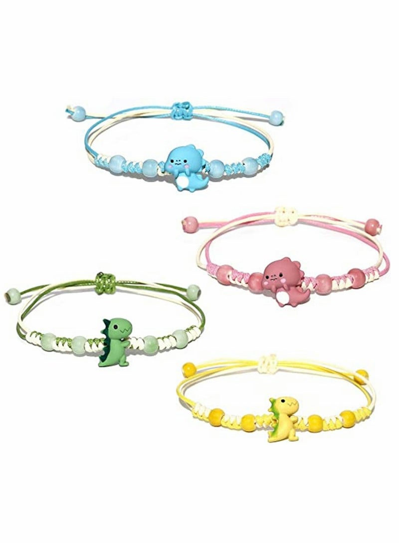 KASTWAVE Bracelets, cartoon bracelet, ceramic bracelet, small dinosaur bracelet, for girl student girlfriend gift, for Protection Friendship Wish Bracelet Jewelry, for Women Girls, 4 Pcs - Image 1