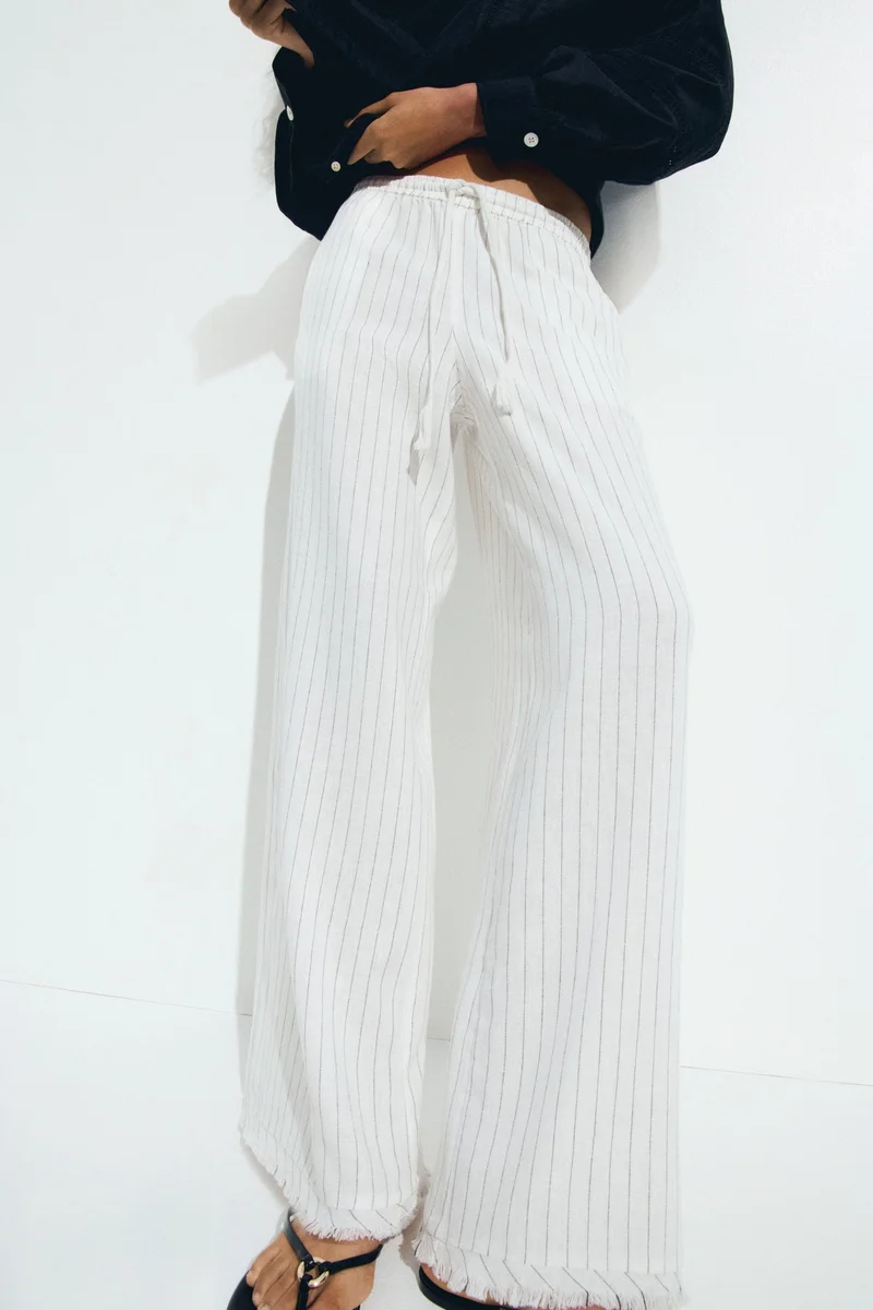 H&M Linen-blend drawstring trousers