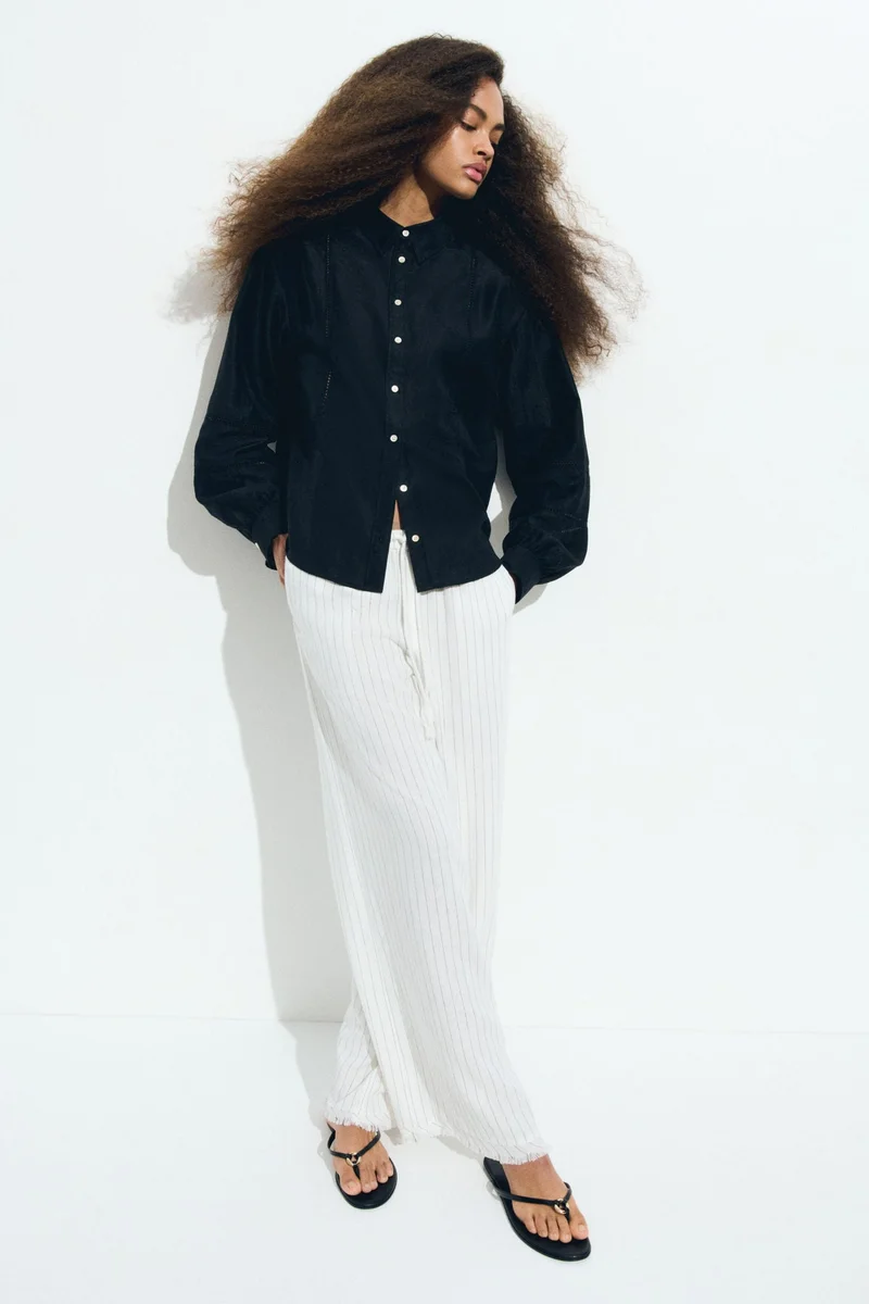 H&M Linen-blend drawstring trousers