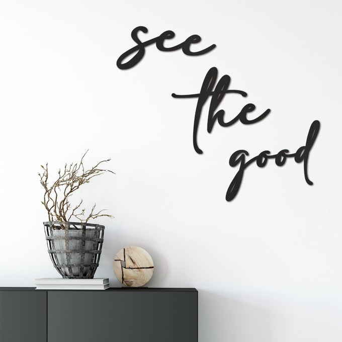 3 PIECES SEE THE GOOD WALL ART BLACK WOOD WALL RUSTIC DECOR WITH INSPIRATIONAL BOHO DECORATIVE MODERN KITCHEN ART MINIMALISTIC FOR LIVING ROOM KITCHEN KIDS ROOM OFFICE
