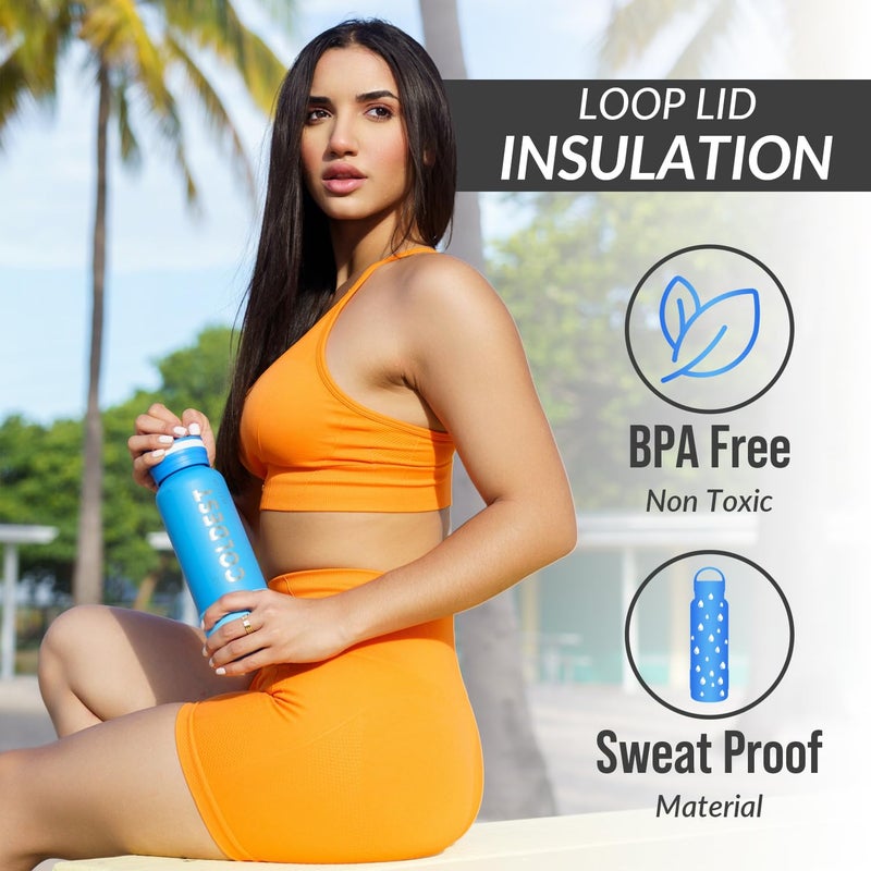 THE COLDEST WATER زجاجة ماء معزولة الأبرد مع غطاء مقبض | مقاومة للتسرب زجاجات ترمس رياضية من الفولاذ المقاوم للصدأ الحديث ثلاثي الجدران | 32 أونصة - Image 5