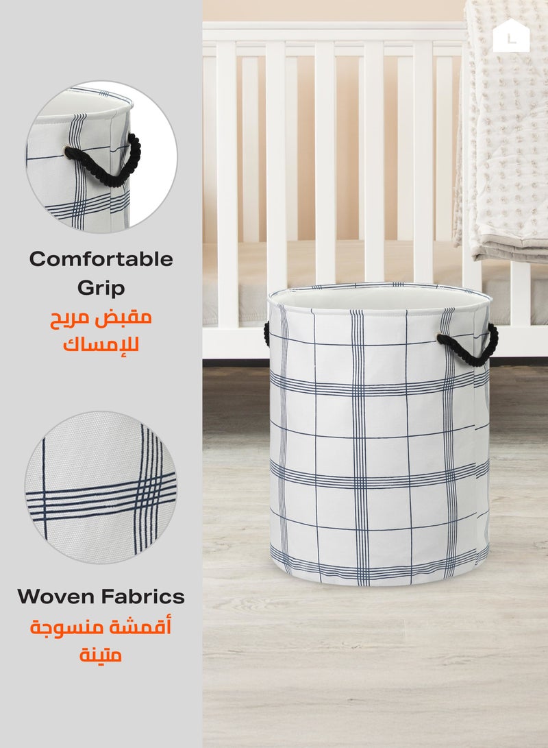 LAWAZIM Round Laundry Basket with Gray Plaid Pattern - Collapsible Hamper with Handles, 50L Woven Fabric, Breathable & Odor-Resistant Storage Bin - Ideal for Laundry, Toys, Blankets, and Home Organizationme with its features - then Ideal for direction uses - Image 4