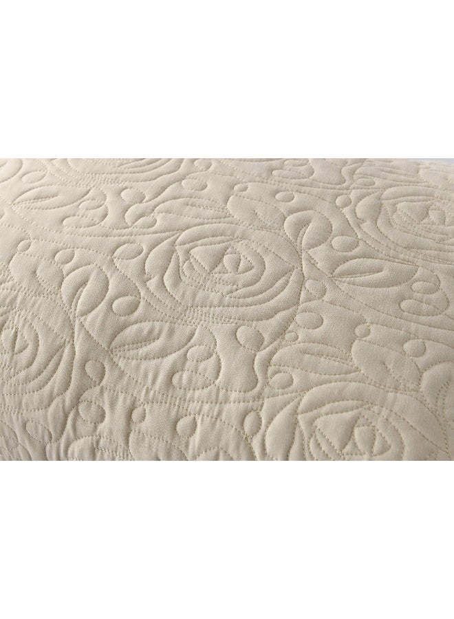 MarCielo 2Piece Embroidered Pillow Shams Queen Size Decorative Microfiber Pillow Covers Set Standard Size Beige - Image 4