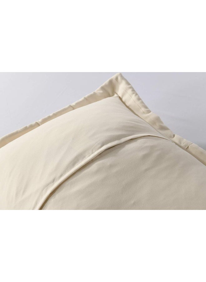 MarCielo 2Piece Embroidered Pillow Shams Queen Size Decorative Microfiber Pillow Covers Set Standard Size Beige - Image 2