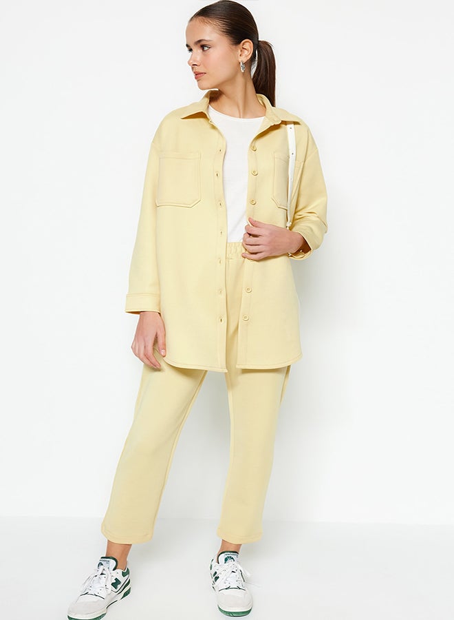 trendyol Yellow Pocket Detailed Shirt-Pants Knitted Suit TCTSS23US00011  - Image 1