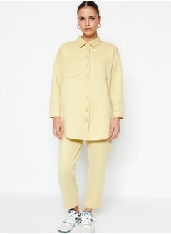 trendyol Yellow Pocket Detailed Shirt-Pants Knitted Suit TCTSS23US00011  - Image 3