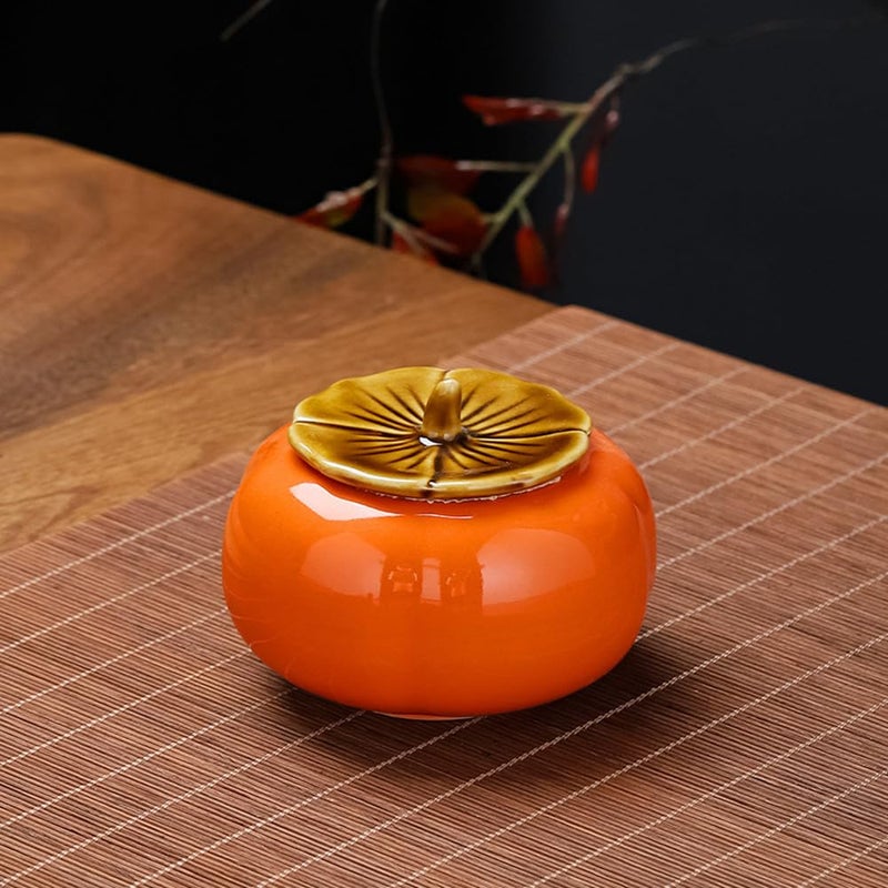 ZPGXLRZ Portable Gongfu Ceramic Tea Set - Beautiful Persimmon-Shaped Chinese Tea Set with Teapot, Tea Can & 2 Cups, Gift Boxed - Image 4