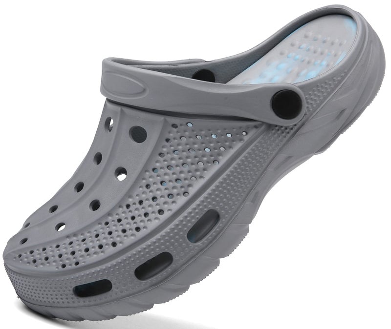 ChayChax Men's and Women's Arch Support Clogs Garden Shoes Slip-on Outdoor Beach Slippers with Removable Cushion Footbed, Grey Camo, 9.5-10.5 Women/8-9 Men - Image 1