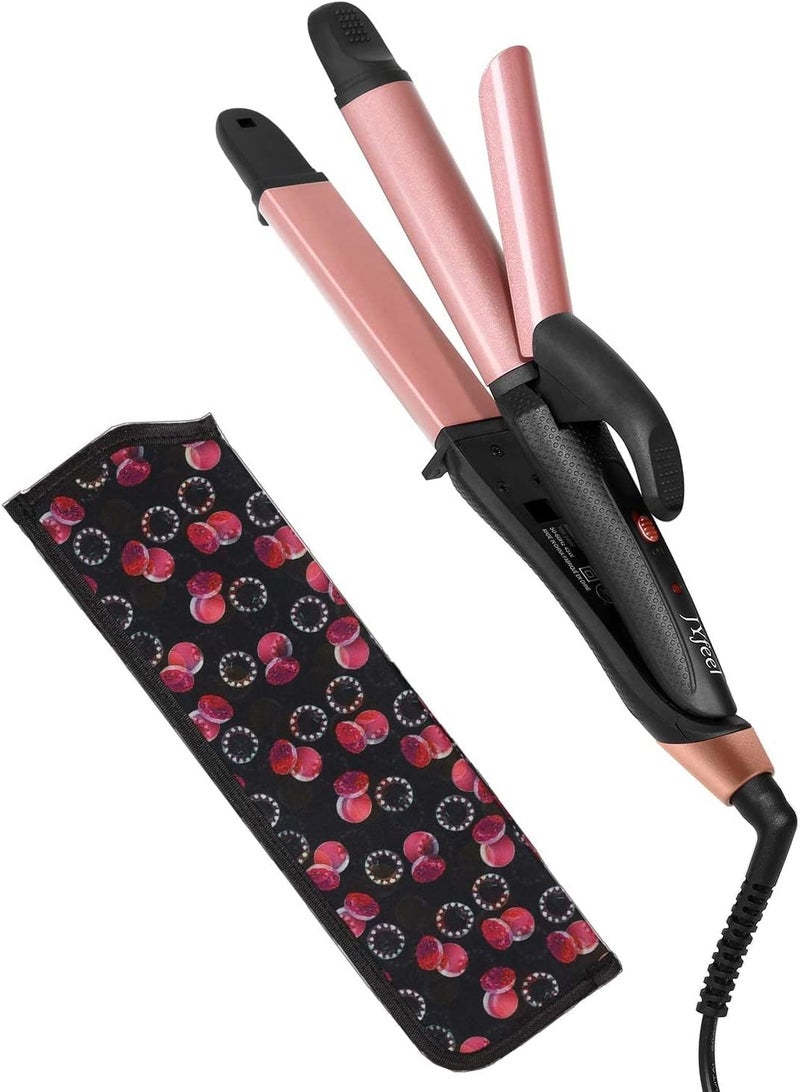 JYfeel 2 in 1 Travel Curling Flat Iron Dual Voltage Mini Hair Straightener and Curler Rose Gold