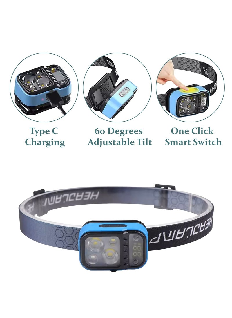 Vixel Rechargeable Headlamp Type C With Digital Display And Waving Induction Sensor For Indoor And Outdoor Activities  - Image 2