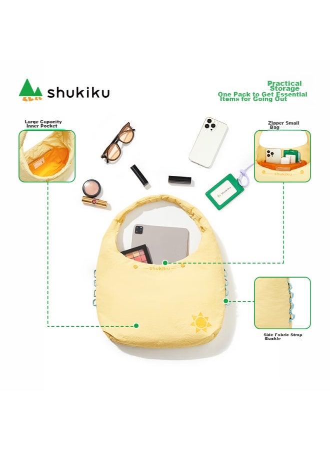 Shukiku Cloud Bag, Women's Fashion Shoulder Bag, Trendy Crossbody Bag, Lightweight Commuter Handbag, Bright Yellow - Image 3