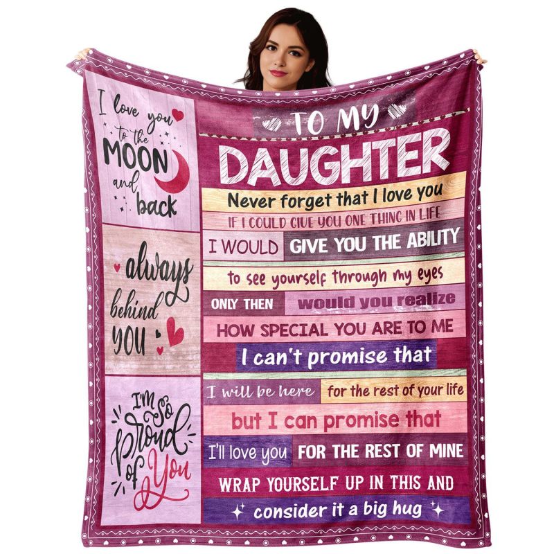 Mom Gift Blanket 50"x 60" Soft Premium Polyester Microfiber - Meaningful Printed Message Mom Blanket for Mother's Day Birthday Home Outdoor Use - Image 1