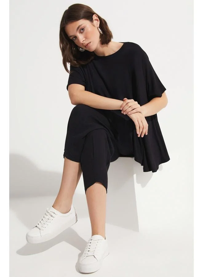 JUNE June Elastic Waist Trouser Black