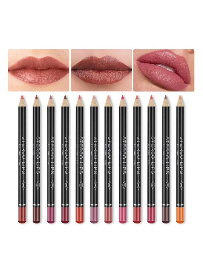 12 Colors Matte Lip Liner Pencil Set Waterproof Long Lasting Lip Liner Lipstick for Women - Image 1