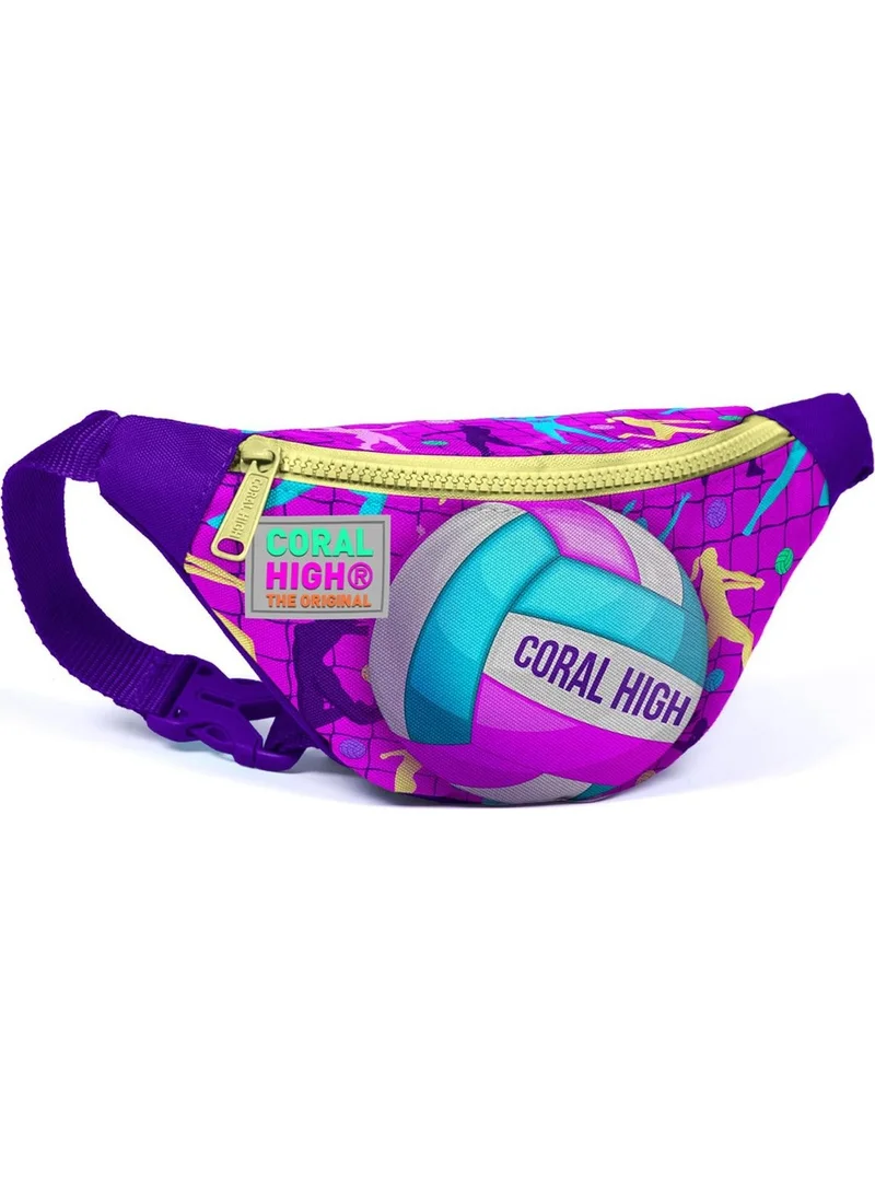 CORAL HIGH Kids Pink Purple Volleyball Patterned Waist Bag 11513