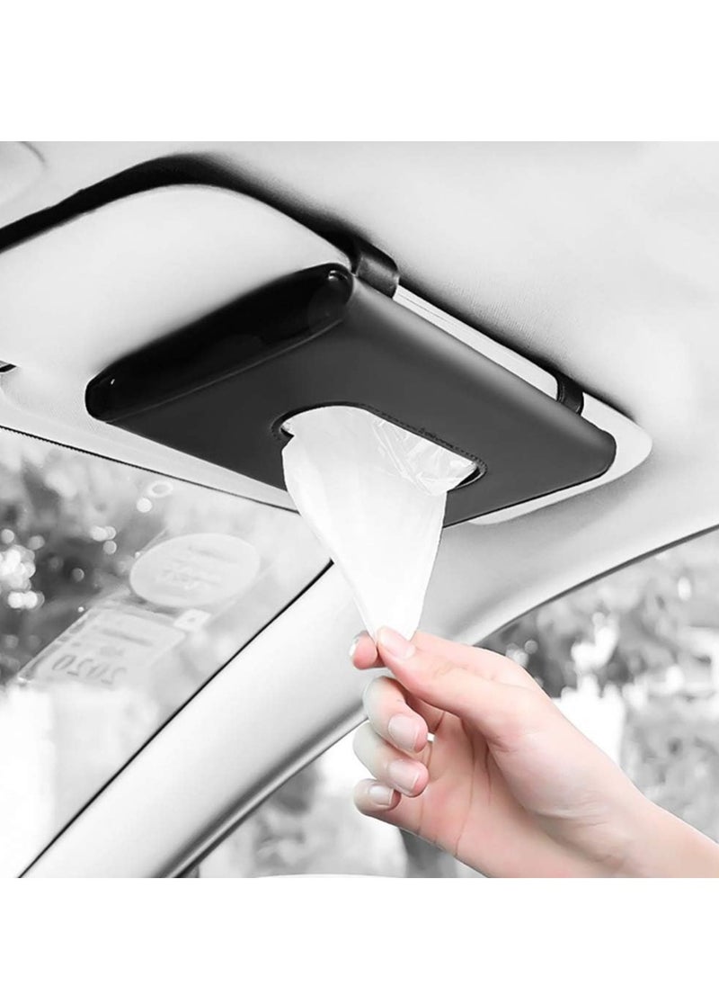 LIMOS Leather Premium Napkin & Tissue Holder, For Backseat And Car Visor, Cartbox02B, Black  - Image 1