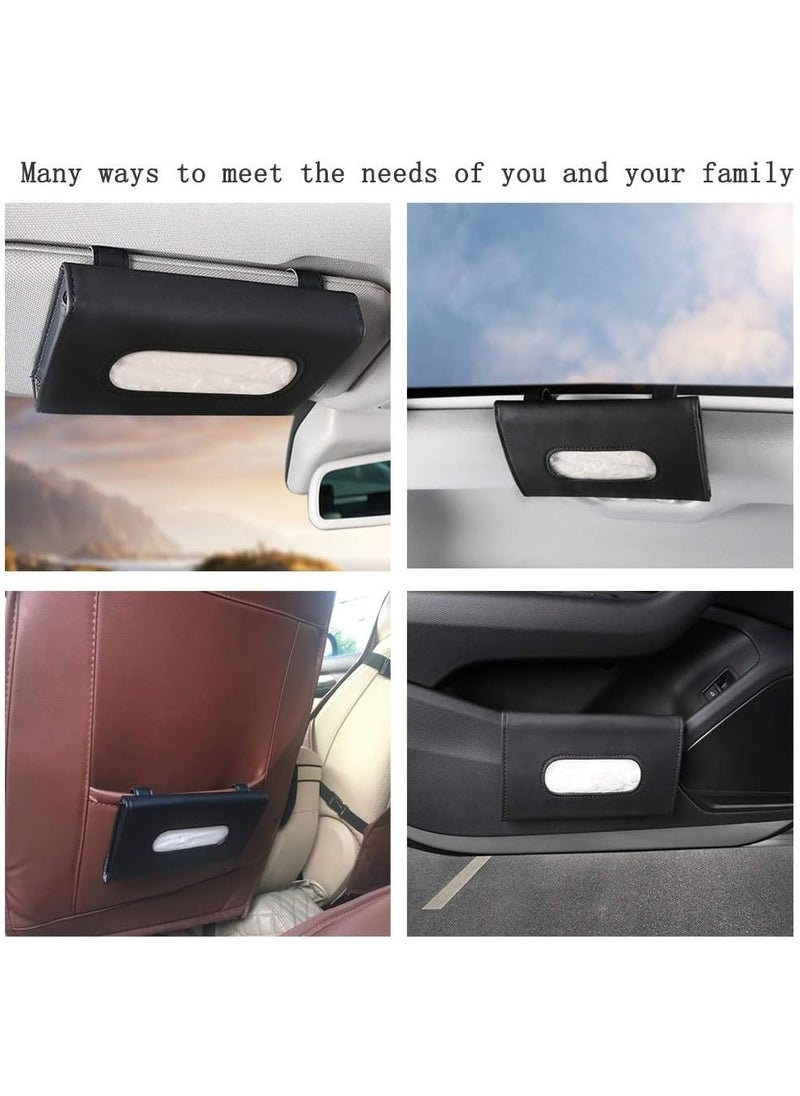 LIMOS Leather Premium Napkin & Tissue Holder, For Backseat And Car Visor, Cartbox02B, Black  - Image 2