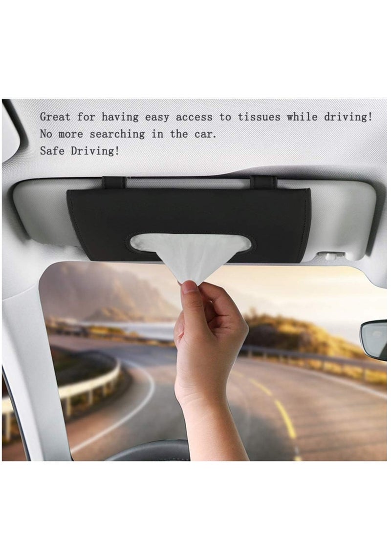 LIMOS Leather Premium Napkin & Tissue Holder, For Backseat And Car Visor, Cartbox02B, Black  - Image 3