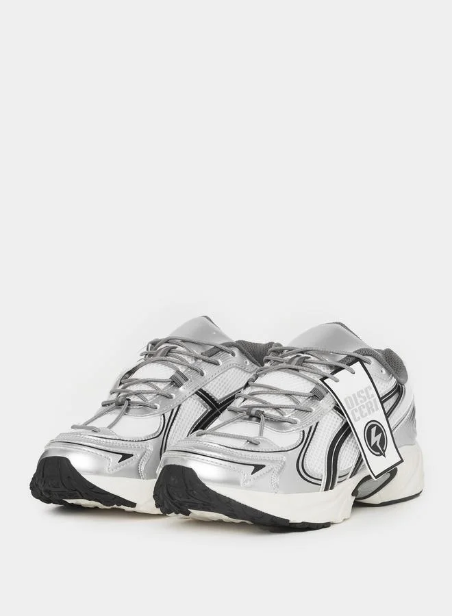 Styli Styli Textured Metallic Accent Lace Up Sneakers