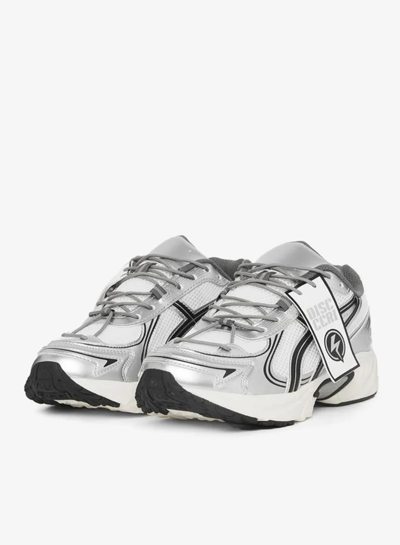 Styli Active Textured Metallic Accent Lace Up Sneakers