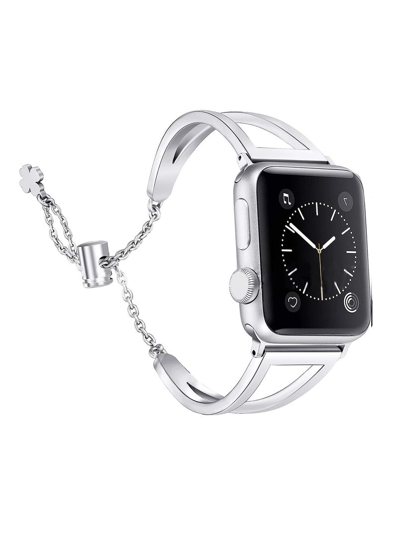 Generic - Bands Compatible with Apple Watch 42mm 44mm 45mm 49mm Series 9/8/7/SE/6/5/4/3/2/1 IWatch Ultra/Ultra 2/Hermès Women Dressy Metal Jewelry Bracelet Bangle Wristband Stainless Steel Strap - Image 1