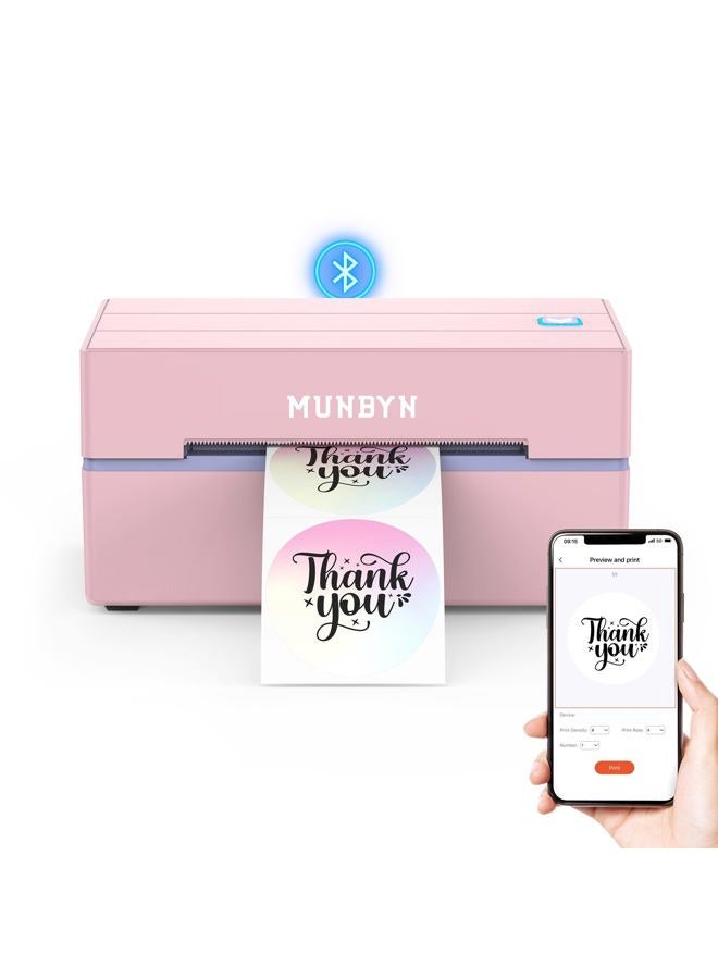 MUNBYN Bluetooth Thermal Label Printer, 130B Wireless 4x6 Shipping Label Printer for Shipping Packages Small Business Office or Home, Compatible with iPhone Android iPad Windows macOS Chrome Etsy eBay - Image 1