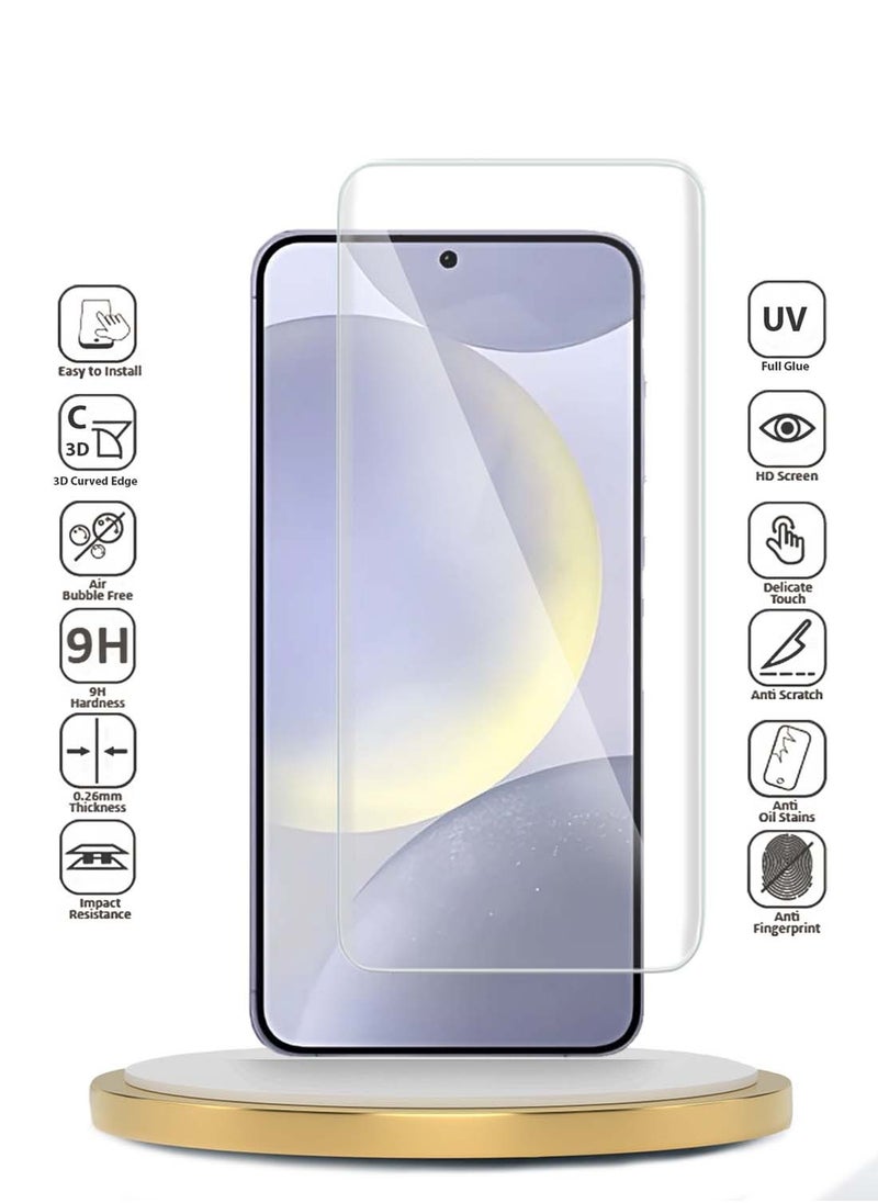 Wtech - Premium Curved Edges UV Full Glue Full Cover Tempered Glass Screen Protector For Samsung Galaxy S24 5G 2024 Clear - Image 1