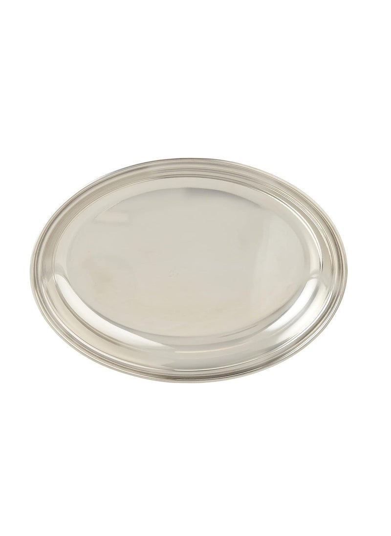 RAJ Raj Oval Stainless Steel Deep Serving Plate Silver ODP003 Soup Plate Salad Plate Dessert Plate- 22.5CM  - Image 2