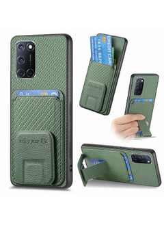 HuHa Case Cover For OPPO A52 / A72/ A92 Carbon Fiber Card Bag Fold Stand Phone Case Green 