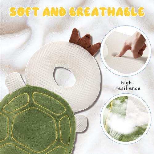 Qioo Baby Head Protection Backpack - Soft & Comfortable, Cute Cartoon Design, Turtle - Image 2