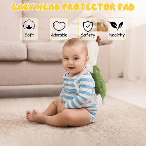 Qioo Baby Head Protection Backpack - Soft & Comfortable, Cute Cartoon Design, Turtle - Image 4