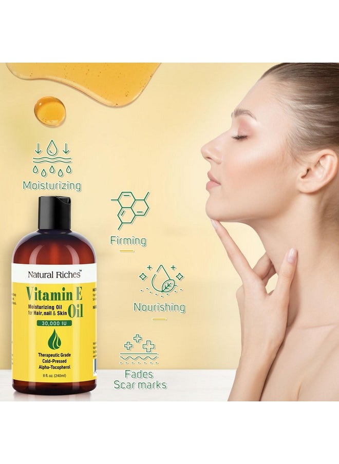 Natural Riches Natural Riches Vitamin E Oil | 100% Pure and Natural Cold Pressed Vitamin E oil for Skin, Scars, Face, Nails, Hair, Scalp 30,000 IU Non-GMO Verified Hair & Body Oil :8 Fl Oz  - Image 3