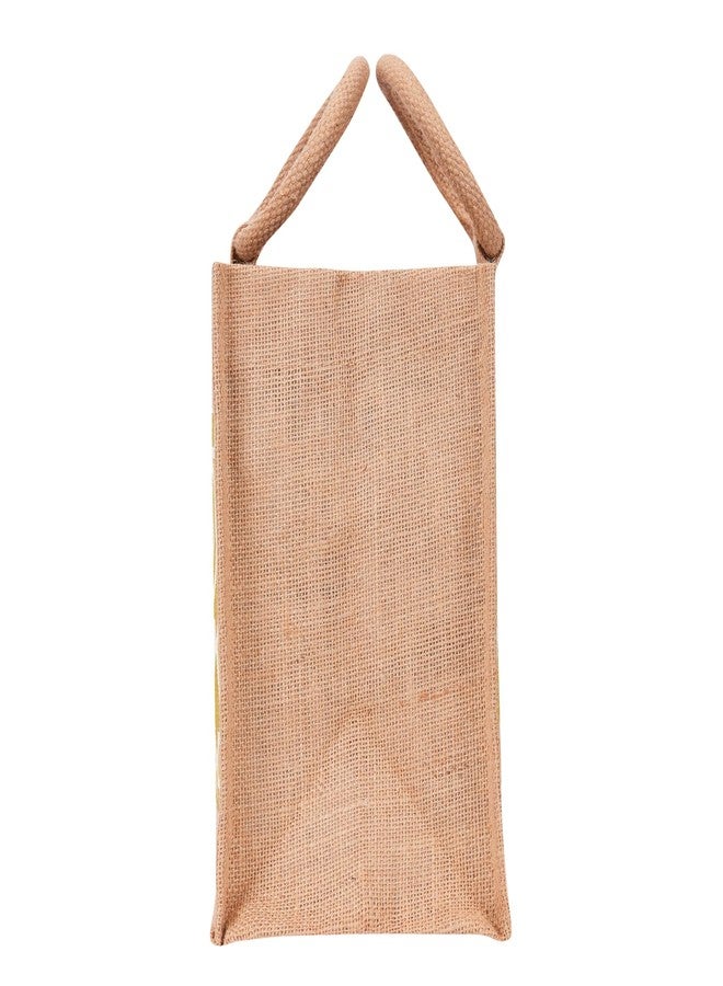 Jute Cottage Jute Bags for Lunch for Men | Jute Bags with Zip | Jute Tote Bag | Jute Tiffin Bags | Printed Jute Bag | Jute Carry Bag, Green - Image 3