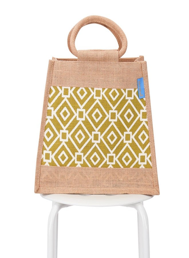 Jute Cottage Jute Bags for Lunch for Men | Jute Bags with Zip | Jute Tote Bag | Jute Tiffin Bags | Printed Jute Bag | Jute Carry Bag, Green - Image 5