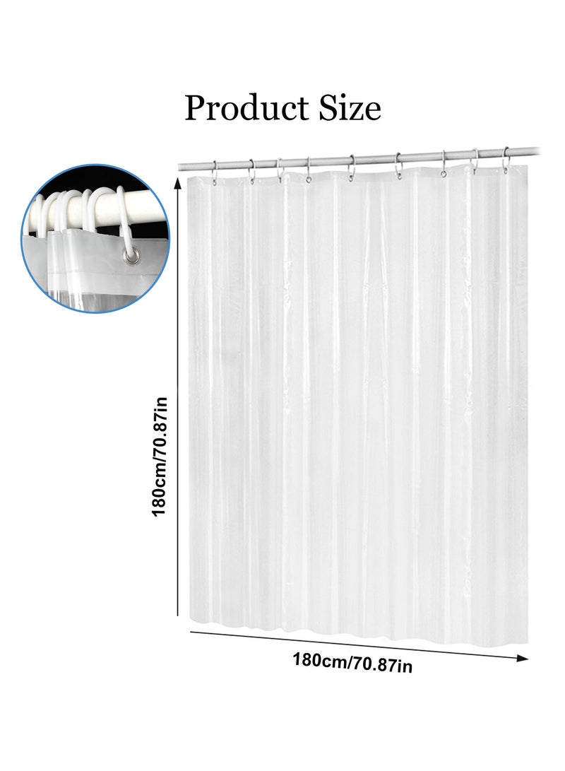 Transparent EVA Shower Curtain 180x180 cm, Waterproof and Mildew-Proof with 12 Metal Eyelets for Easy Hanging - Image 2