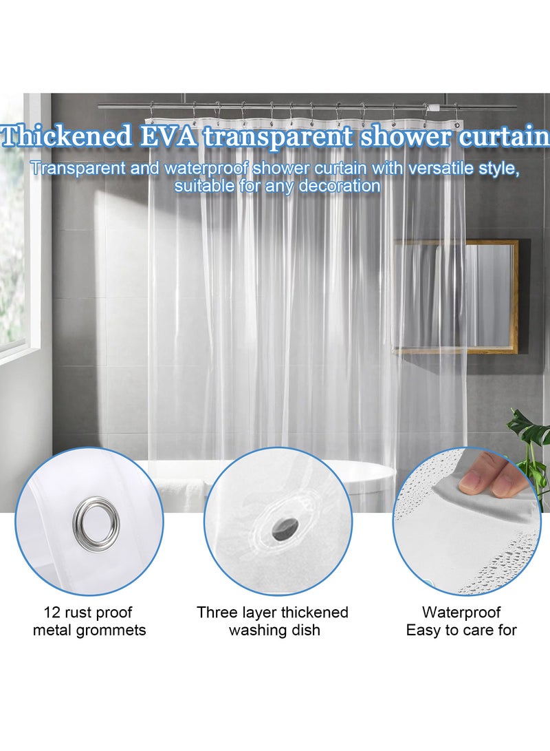 Transparent EVA Shower Curtain 180x180 cm, Waterproof and Mildew-Proof with 12 Metal Eyelets for Easy Hanging - Image 3