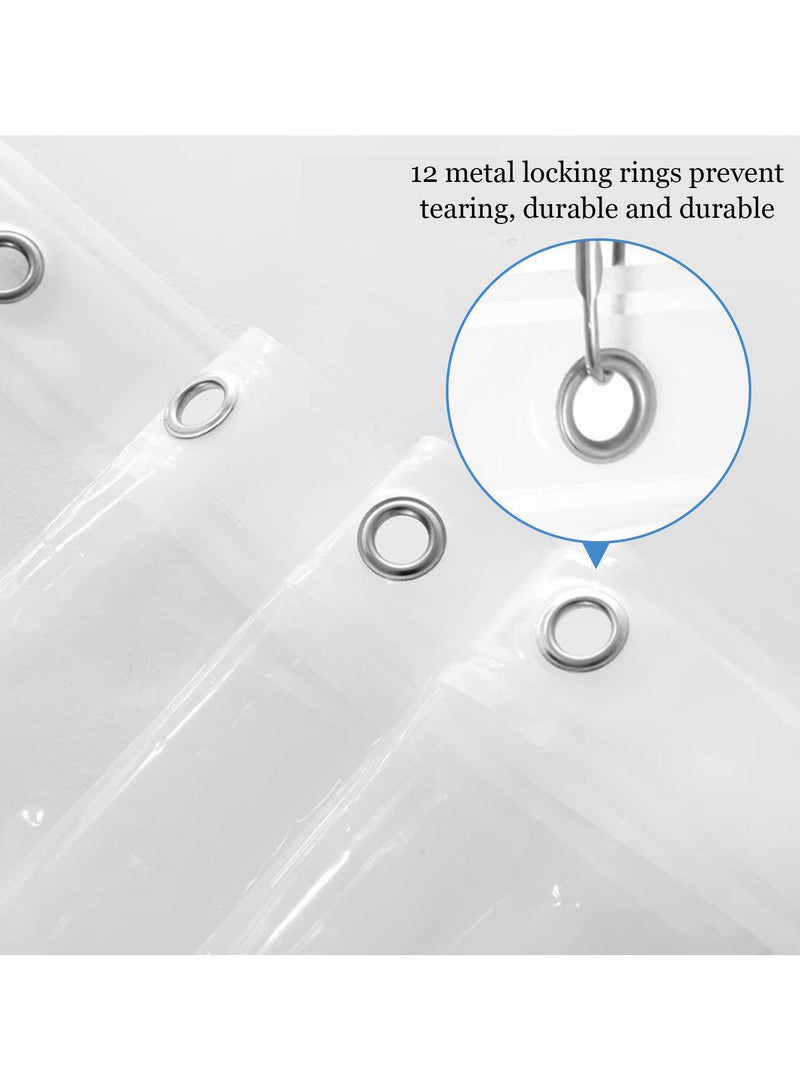 Transparent EVA Shower Curtain 180x180 cm, Waterproof and Mildew-Proof with 12 Metal Eyelets for Easy Hanging - Image 5