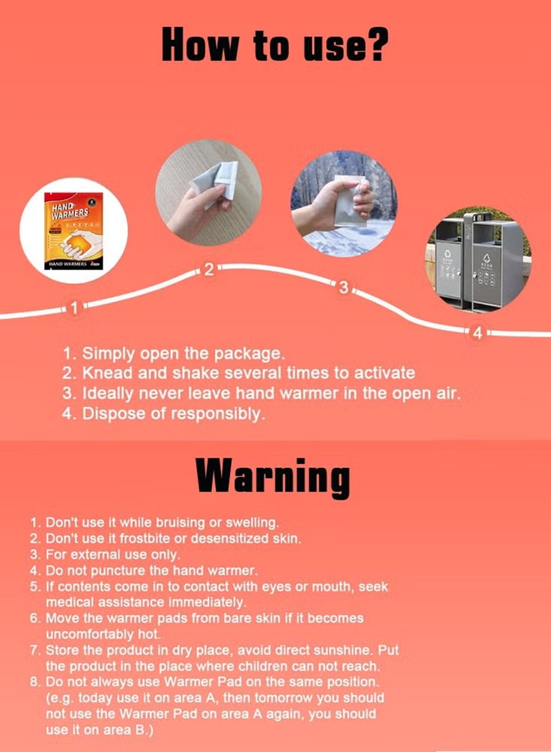 عبوة تضم 10 أزواج من مدافئ اليد القابلة للتصرف المفعلة بالهواء، تصميم فريد يتفاعل مع الهواء لإنشاء مدفئ يد آمن وطويل الأمد - Image 5