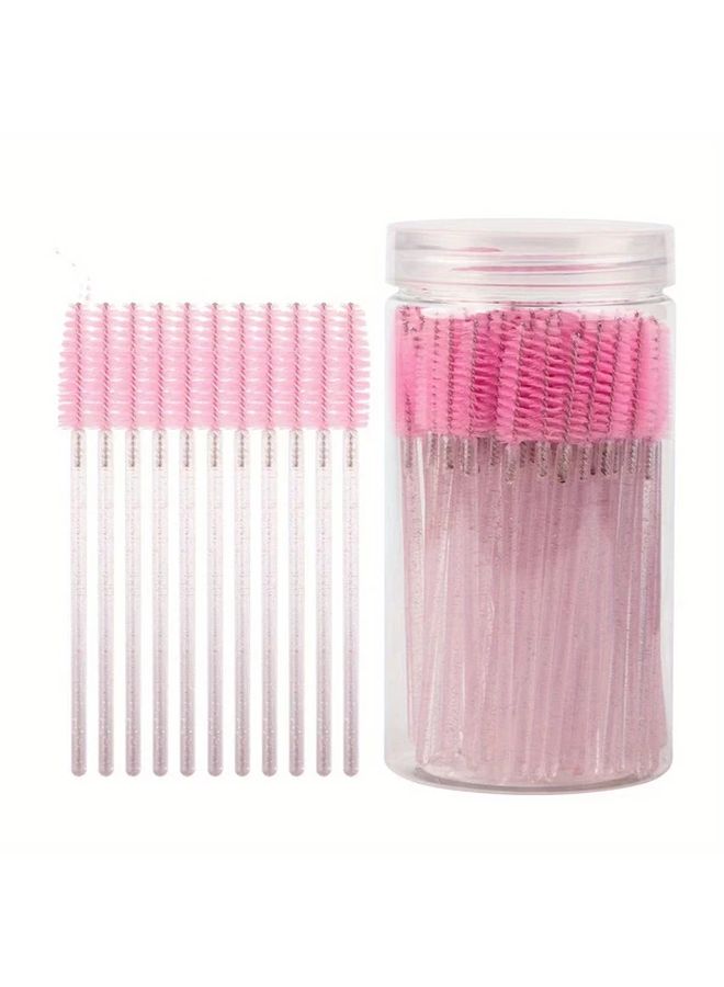 One Hundred Pink Mascara Brushes And Containers In Barrel Eye Black Brush Eyebrow Brush Mascara Comb For Eyelash Extension Makeup Lash And Brow Grooming Brush Collection Professional Aesthetic Hypoallergenic Nylon Bristles - Image 5