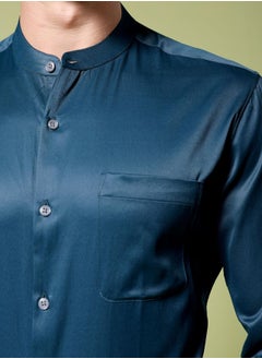 The Indian Garage Co Men Slim Fit Solid Full Sleeves Mandarin Collar Formal Shirt  - Image 4