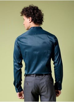 The Indian Garage Co Men Slim Fit Solid Full Sleeves Mandarin Collar Formal Shirt  - Image 2