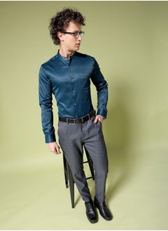 The Indian Garage Co Men Slim Fit Solid Full Sleeves Mandarin Collar Formal Shirt  - Image 5